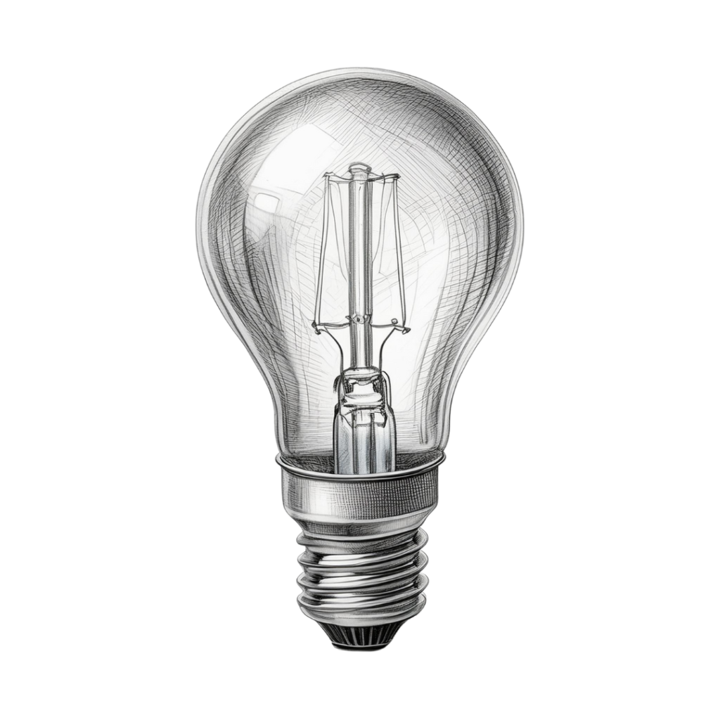 realistic pencil sketch of an LED light bulb